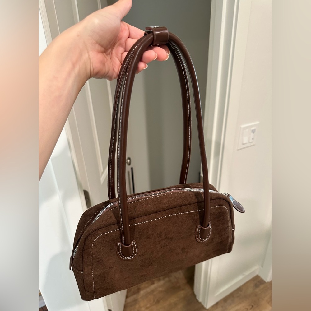 Elegant Brown Suede Women's Handbag